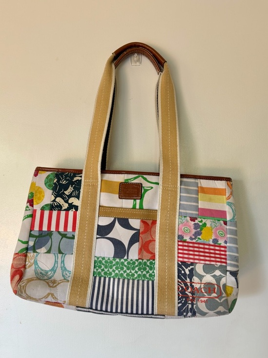Coach Handbags - Coach Patchwork Canvas Tote Bag Multicolor